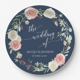 Hochzeitsempfang Navy Blush Elfenbeinküste Rose Wr Pappteller