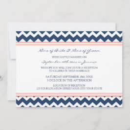 Hochzeitsempfang nur Coral Blue Zickzack Einladung