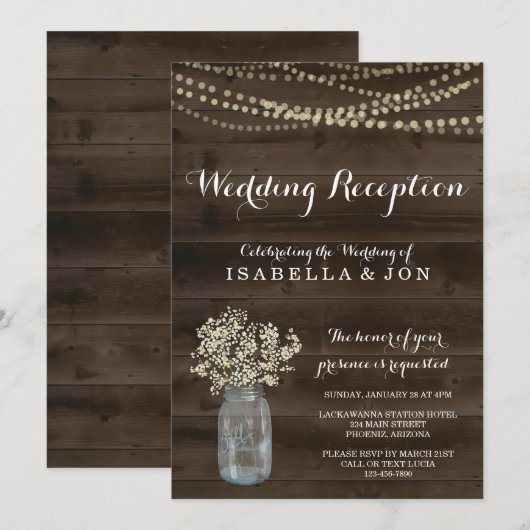 Hochzeitsempfang nur Einladung | Rustikal (Vorne/Hinten)