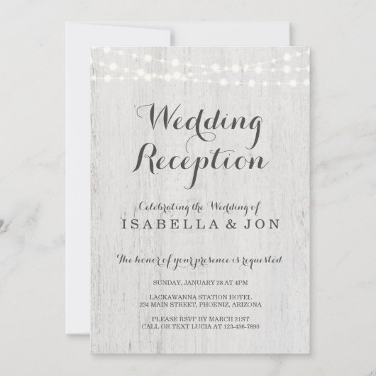 Hochzeitsempfang nur Einladung, rustikale Romantik Einladung (Vorderseite)