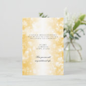 Hochzeitsempfang nur goldene Glanzlichter Einladung (Stehend Vorderseite)