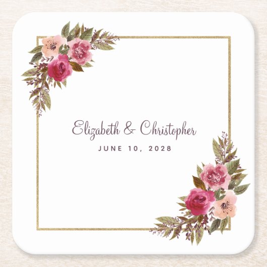 Hochzeitsempfang Party Elegant Rechteckiger Pappuntersetzer (Vorderseite)