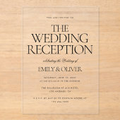 Hochzeitsempfang Party Eleganter Schwarzer Text lö Acryleinladungen (Vorderseite)