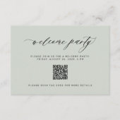 Hochzeitsempfang Party QR-Code Salbei grün Begleitkarte (Vorderseite)