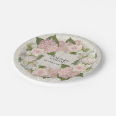 Hochzeitsempfang Pink Hydrangea Rose Spitzen in Ho Pappteller (Schrägansicht)