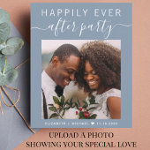 Hochzeitsempfang QR Code Foto Dusty Blue Einladung