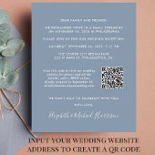 Hochzeitsempfang QR Code Foto Dusty Blue Einladung