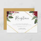 Hochzeitsempfang | Rich Burgundy Marsala Floral Begleitkarte (Vorne/Hinten)