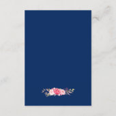 Hochzeitsempfang Rosa Blumenreath Navy Blau Begleitkarte (Rückseite)