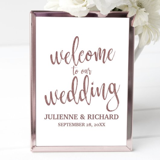 Hochzeitsempfang Rose Gold Glitzer 8x10 Zeichen Poster