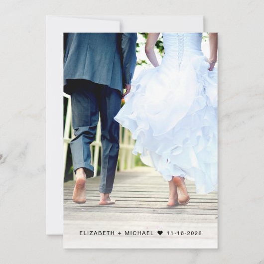 Hochzeitsempfang Rose Gold Glitzer Foto Ankündigung (Rückseite)