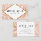 Hochzeitsempfang Rose Gold Glitzer Marmormuster Begleitkarte (Vorne/Hinten)