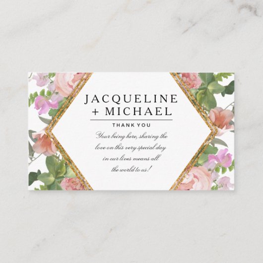 Hochzeitsempfang Rose Goldenes Land Kunst Begleitkarte (Rückseite)