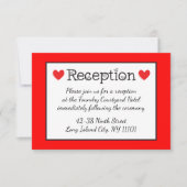 Hochzeitsempfang Rotes Herz - Schwarz, Weiß, Rot Einladung (Vorderseite)