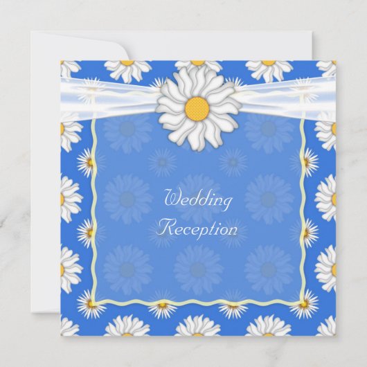 Hochzeitsempfang Royal Blue and White Floral Einladung (Rückseite)