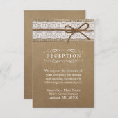 Hochzeitsempfang Rustic Burlap Lace String Bow Begleitkarte (Vorne/Hinten)