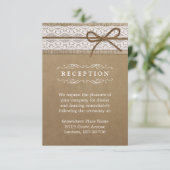 Hochzeitsempfang Rustic Burlap Lace String Bow Begleitkarte (Stehend Vorderseite)