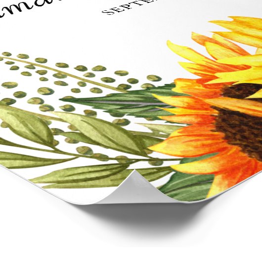 Hochzeitsempfang Rustikale Sonnenblumen Poster (Ecke)