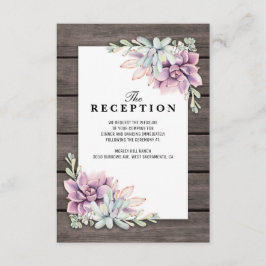 Hochzeitsempfang rustikale, sukkulente Blüte Begleitkarte