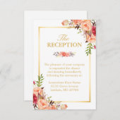 Hochzeitsempfang Rustikales Gold Orange Blumenchic Begleitkarte (Vorne/Hinten)