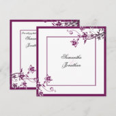 Hochzeitsempfang Sangria & White Elegante Blumen Einladung (Vorne/Hinten)