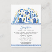 Hochzeitsempfang Santorini Griechenland Blau Griec Begleitkarte (Vorderseite)