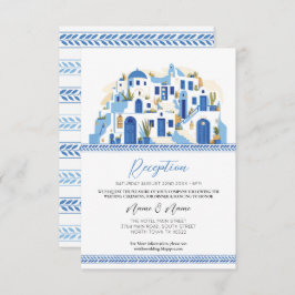 Hochzeitsempfang Santorini Griechenland Blau Griec Begleitkarte