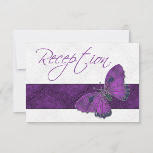 Hochzeitsempfang Schmetterling Brokat Lila RSVP Karte