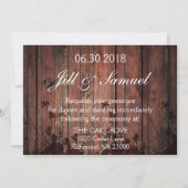 Hochzeitsempfang Schöne Imitate Holz und Spitzen Einladung (Vorderseite)