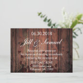 Hochzeitsempfang Schöne Imitate Holz und Spitzen Einladung (Stehend Vorderseite)