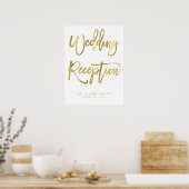 Hochzeitsempfang signieren Gold und Weiß drucken Poster (Küche)