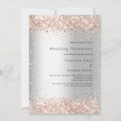 Hochzeitsempfang Silberne Rose Einladung (Vorderseite)