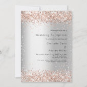 Hochzeitsempfang Silberne Rose Gold Einladung (Vorderseite)