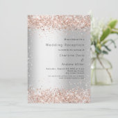Hochzeitsempfang Silberne Rose Gold Einladung (Stehend Vorderseite)