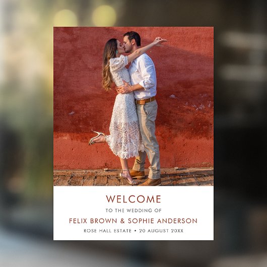 Hochzeitsempfang | Terracotta Burnt Orange Rust Fensteraufkleber