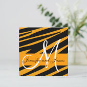 Hochzeitsempfang Tiger Druckorange Einladung (Stehend Vorderseite)