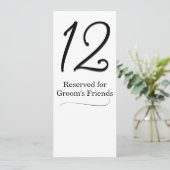 Hochzeitsempfang-Tischnummer Einladung (Stehend Vorderseite)