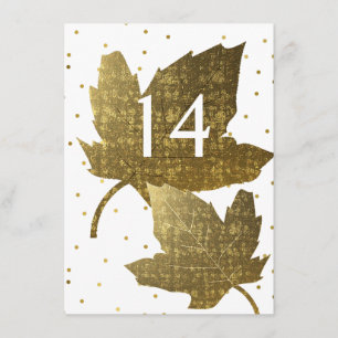 Hochzeitsempfang Tischnummer Golden Leaves