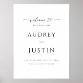 Hochzeitsempfang Trendy Script Einfaches Design Poster (Vorne)