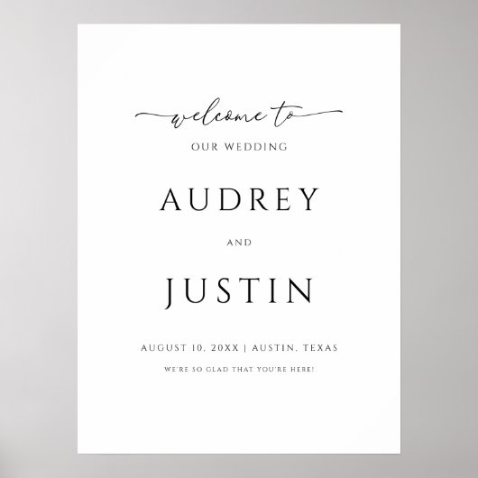 Hochzeitsempfang Trendy Script Einfaches Design Poster (Vorne)