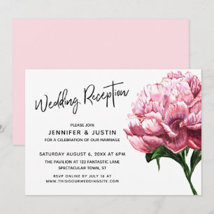 Hochzeitsempfang-Typografie Rosa Wasserfarbe Pfing Einladung