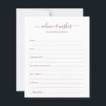 Hochzeitsempfang und Wünsche Terracotta<br><div class="desc">Diese einfachen,  terracotta und weiß,  modern,  minimalistisch,  handschriftlich Skript-Advice & Wishings-Blätter sind perfekt für Brautparty-,  Probe- oder Hochzeitsgäste. Die Menschen werden die Liebe haben,  die Anweisungen zu bekommen - sie machen es so einfach,  liebende Ratschläge und gute Wünsche verlassen. Sie werden noch auf Jahre geschätzt.</div>