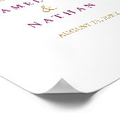 Hochzeitsempfang Unterschreiben Lila Blumenkohl-Gl Poster (Ecke)