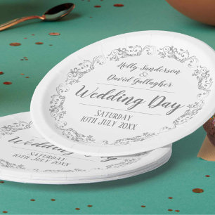 Hochzeitsempfang von Braut und Bräutigam Pappteller