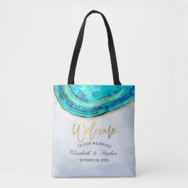 Hochzeitsempfang Wasserfarbe Aquamarin & Gold Agat Tasche