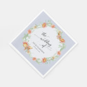 Hochzeitsempfang Wasserfarbe Lilac Blumenreath Serviette (Ecke)