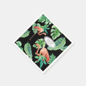 Hochzeitsempfang Watercolor Pink Flamingo Leaf Serviette (Ecke)