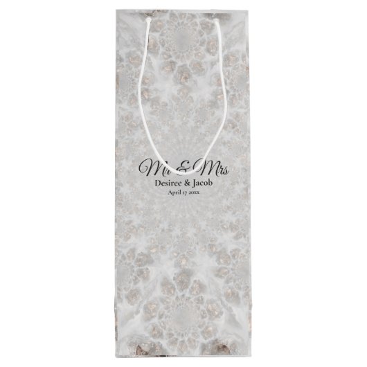 Hochzeitsempfang Weißes Silver Gold Einfaches Eleg Geschenktüte Für Weinflaschen (Rückseite)