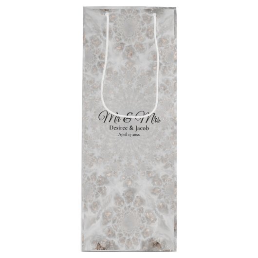 Hochzeitsempfang Weißes Silver Gold Einfaches Eleg Geschenktüte Für Weinflaschen (Vorderseite)