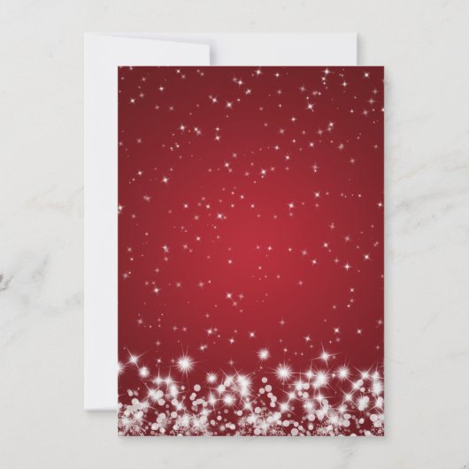 Hochzeitsempfang Winter Sparkle Red Einladung (Rückseite)